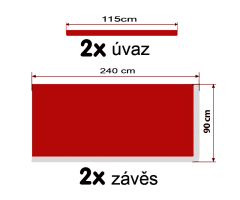 Závěsy zatahovací sólo červené / třásně bílé